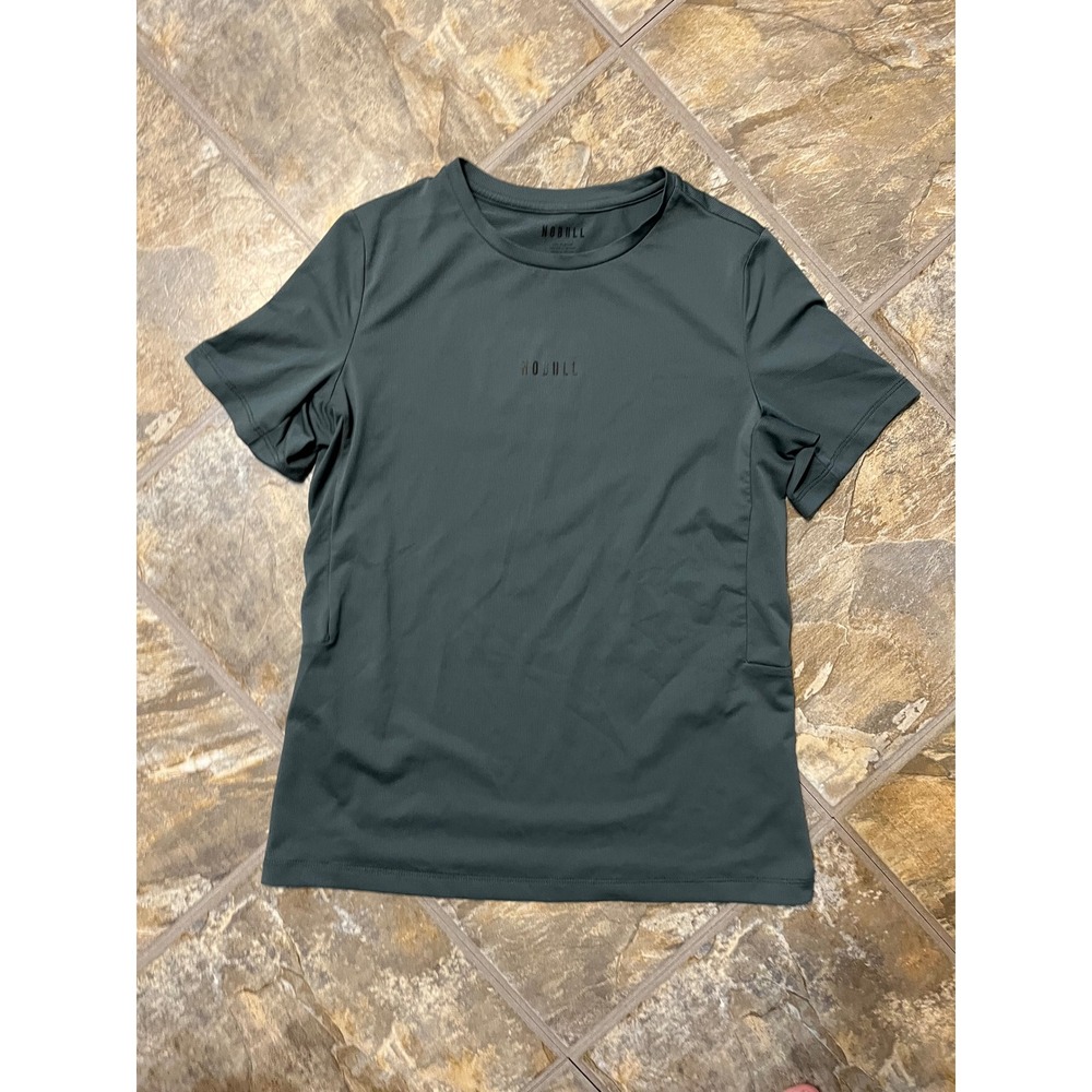 NOBULL Performance T-Shirt Women Small Dark Green Short Sleeve Mesh